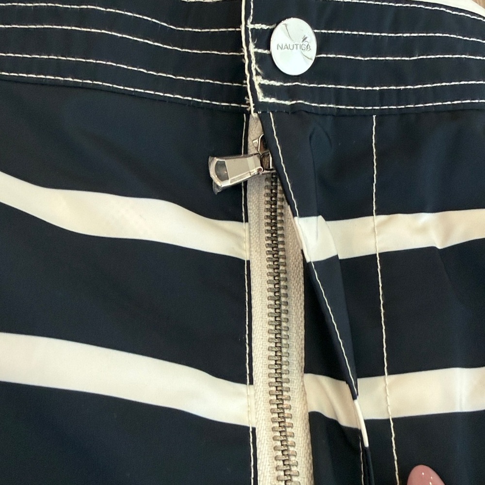 New Nautica Striped Navy and White Swimsuit - Picture 2 of 5